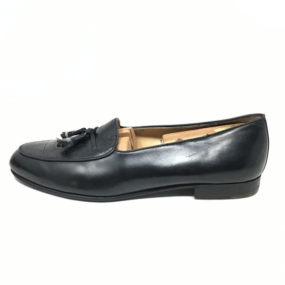 Men\'s Salvatore Ferragamo Loafers Shoes Size 9 2E Black Genuine Ostrich Claw main image 4